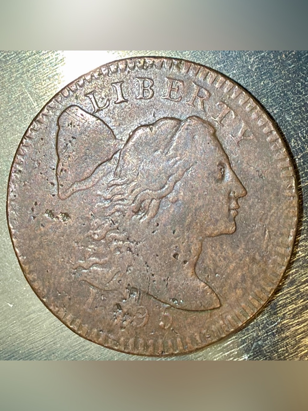 1795 Liberty Cap Large Cent, Plain Edge • Ungraded VF Details